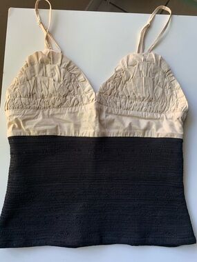 Zara Ruffled Bust Top in Cream and Black